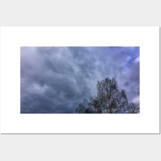 Tree and a Stormy, Cloudy Sky Posters and Art